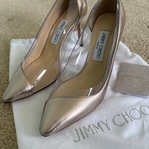 Jimmy Choo Women's Platinum & Clear Pump ROMY 85